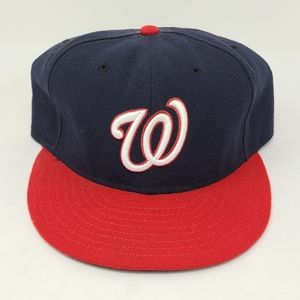 Washington Nationals Hat Cap Mens Fitted New Era 59Fifty Blue Red Sz 7 1/2